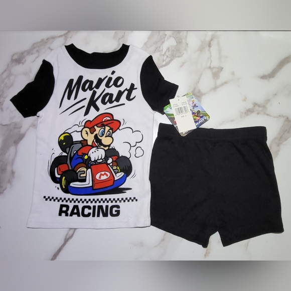 Nintendo NWT Mario Kart 4-Piece Pajama Tops & Pajama Shorts Set Size 4 - Picture 7 of 9